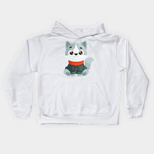 Little Cat in Cozy Sweater and Scarf Kids Hoodie